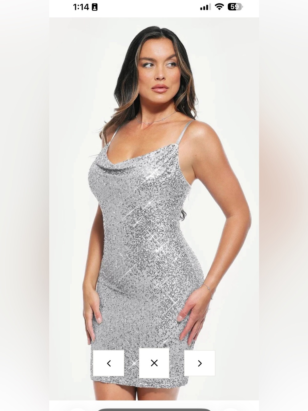 NWT Popilush Sequin Cowl Neck Sculpting Mini Dress -S
